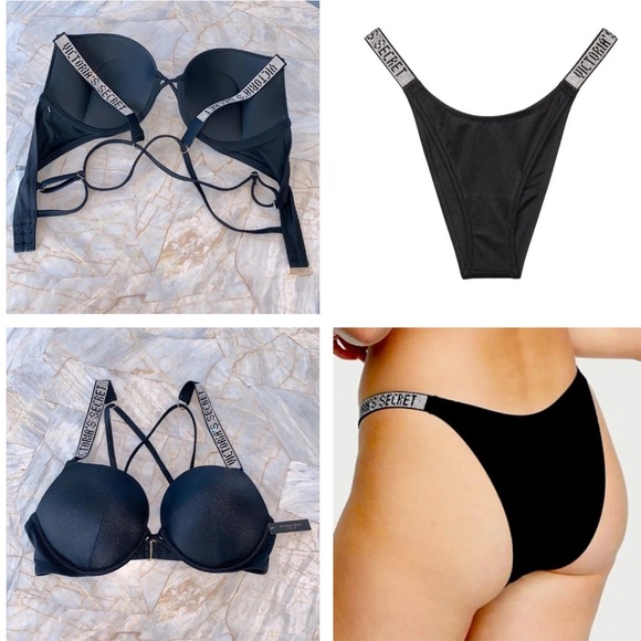 NWT VICTORIA'S SECRET SWIM Set Shine Strap Bombshell Add-2-Cups Push-Up Bikini - Picture 4 of 11